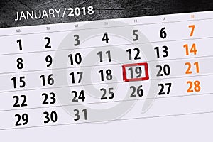 background daily calendar JanuaryÃ‚Â 19